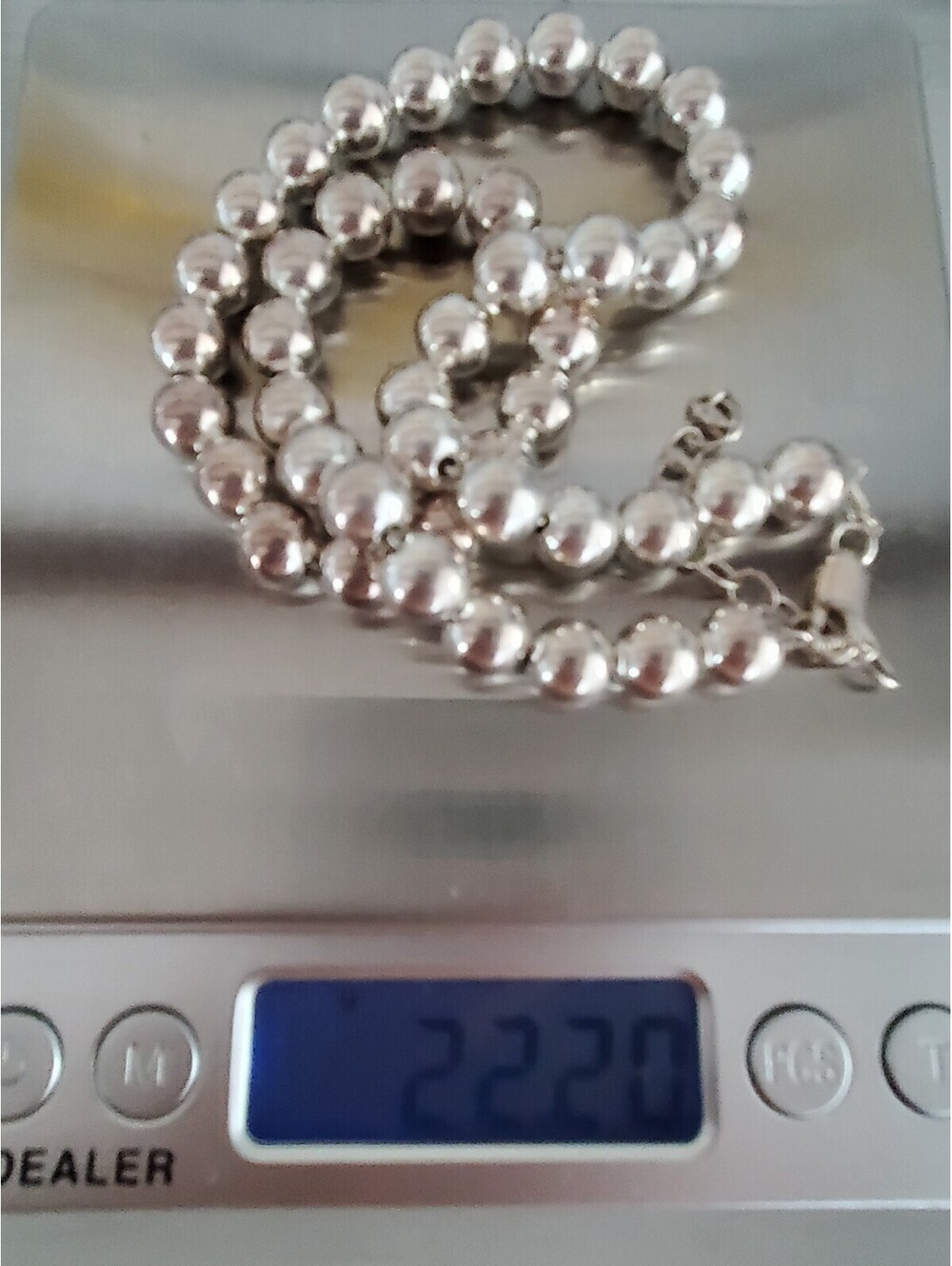 Vintage Sterling Silver Bead Necklace - Picture 5 of 5
